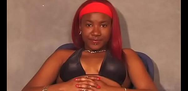 Dirty red haired street whore fucks a muscular black stud and gets a mouthful of hot cum